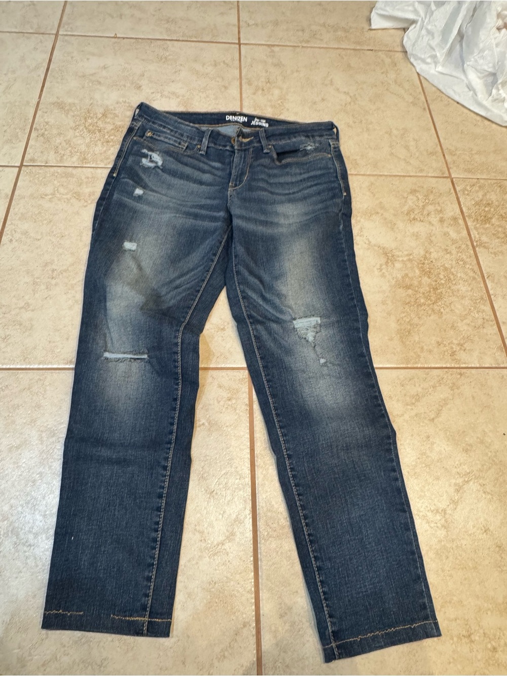 Denim Distressed Women's Jeans - Dark Blue